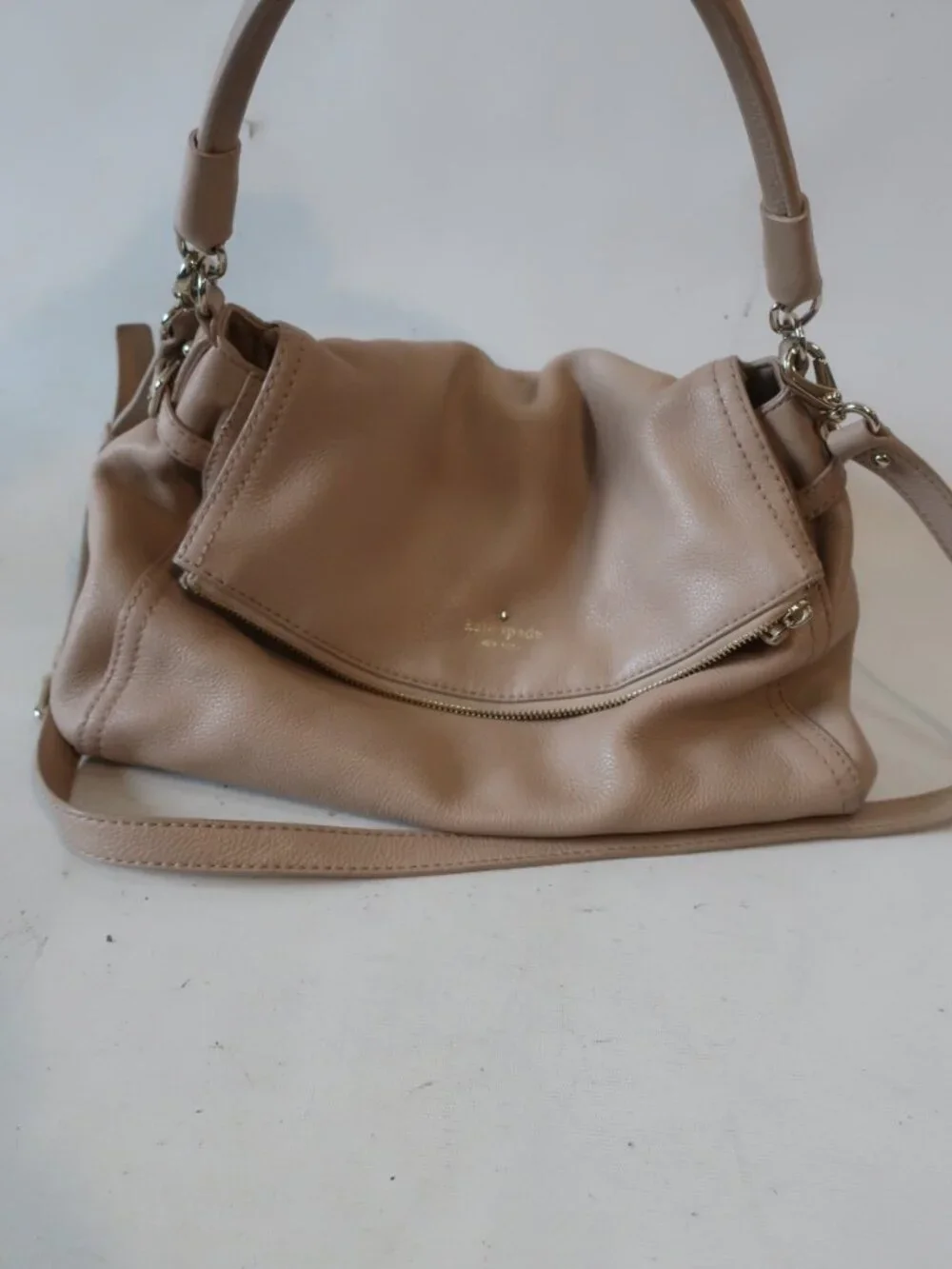 Women Kate Spade Beige Leather Crossbody Bag